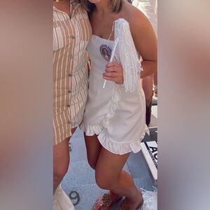 White do&be ruffle strapless Romper